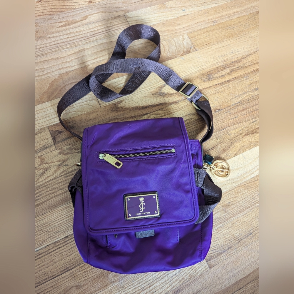 Juicy Couture NWT Kara Purple and Brown Nylon Bag New